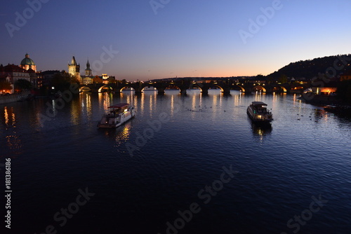 Plakat Zachód słońca w Pradze Charles Bridge
