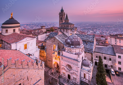 View from Campanone with Duomo to left and Cappella Colleoni/Basilica di Santa M Принти на полотні