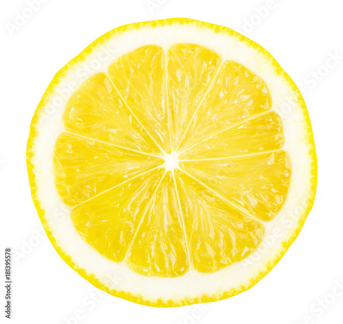 Fotografía Lemon slice isolated on white background.