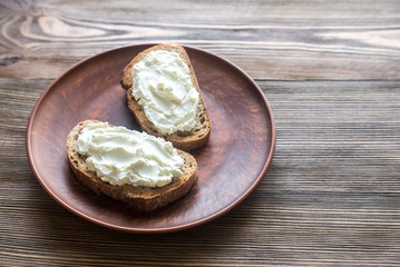 Wall Mural - Toasts with cream cheese