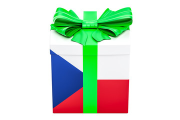 Poster - Gift box with flag of Czech Republic, holiday concept. 3D rendering