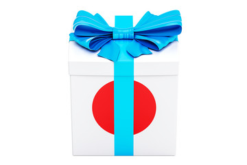 Poster - Gift box with flag of Japan, holiday concept. 3D rendering