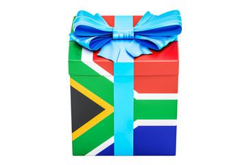 Poster - Gift box with flag of South Africa, holiday concept. 3D rendering