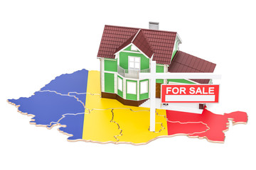 Poster - Property for sale and rent in Romania concept, 3D rendering