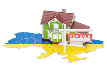 Poster - Property for sale and rent in Ukraine concept, 3D rendering