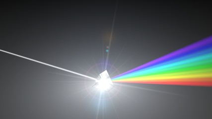 white light ray dispersing to other color light rays via prism. 3d illustration