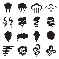 Wall Mural - Steam icons. Collection of black symbols isolated on a white background. Vector illustration