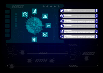 Poster - digital technology and infographic for business concept on blue background, vector illustration