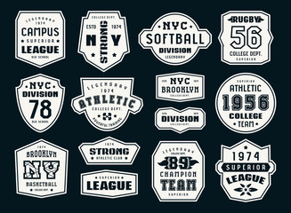 set of emblems and patches in sport style