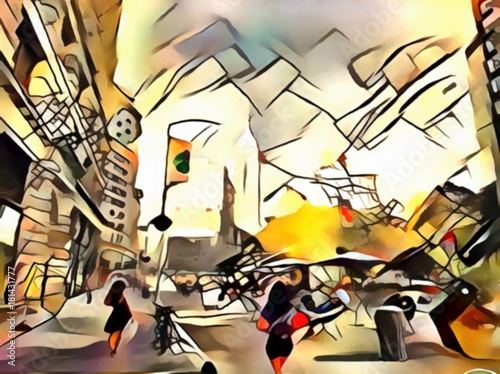 Fotografía The interpretation of abstract city skyline illustration of new York's avant-gar
