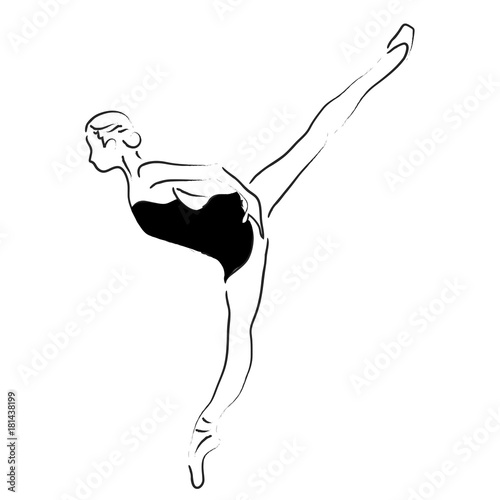 Ballerina Line Art Abstract Female Dancer Illustration As Black