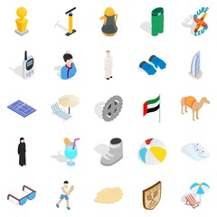 Poster - Active life position icons set, isometric style