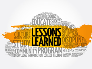 Wall Mural - lessons learned word cloud collage, education concept background