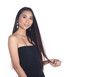 © Jade - Asian Long straight black hair tan skin woman in Black dress