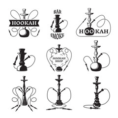 Wall Mural - labels set for hookah and lounge club. vector monochrome illustrations