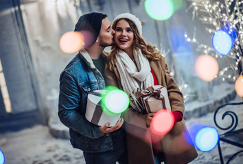 Wall Mural - Couple outdoor in winter