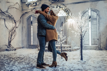 Wall Mural - Couple outdoor in winter