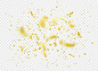 Confetti explosion background. Shiny gold flying tinsel for party