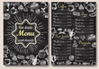 © Siberian Art - Restaurant hot drinks menu design with chalkboard background. Vector illustration template in vintage style. Hand drawn style. Hot tea, coffee, cacao