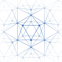 Web of Atoms or blocks are connected. Symbol Science and Blockchain. Vector Illustration.