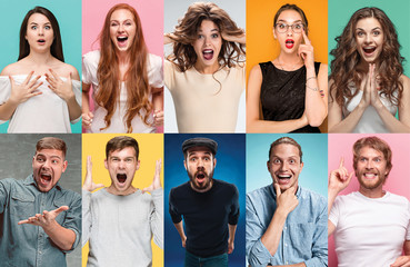 Wall Mural - The collage of surprised people