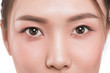 Close up of asian eye woman eyebrow eyes lashes