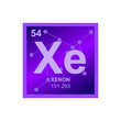 Vector symbol of a rare gas Xenon from the Periodic Table of the elements on the background from connected molecules