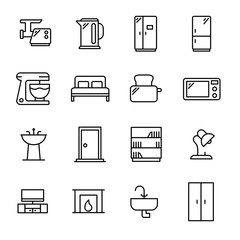 Poster - Simple set of furniture related outline icons.