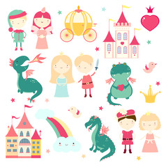 Wall Mural - Collection of cute fairy-tale characters