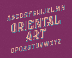 Fototapete - Oriental Art typeface. Decorative font. Isolated english alphabet.