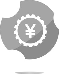 Poster - gear (cog) web icon on cloud with yen money sign