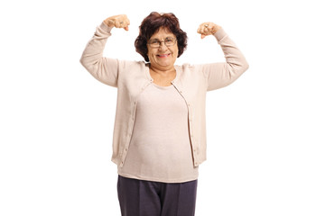 Poster - Elderly woman flexing her biceps