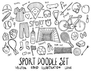 Set of Sport illustration Hand drawn doodle Sketch line vector eps10