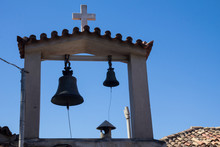The Bell Tower Of A Greek Church In The Center Of Athens