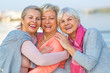© pikselstock - Group of smiling senior women standing outside