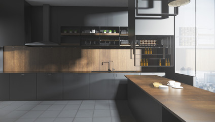 Wall Mural - Stylish dark kitchen interior