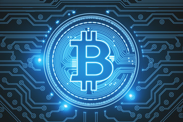 Poster - Blue bitcoin backdrop