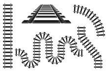 Train Railway Road Rails Constructor Elements Vector Illustration
