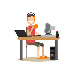 Poster - programmer concept vector illustration in flat style