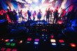 mixer and DJ booth in the nightclub at party