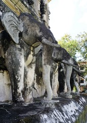 Elephants in temple in Chiang Mai Thailand