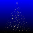 canvas print picture - Weihnachten - Goldener Tannebaum abstrakt auf blauem Hintergrund
