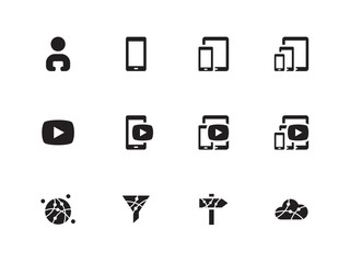 Wall Mural - Mobile Phone Content icons on white background. Vector illustration.