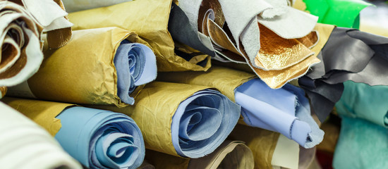 rolls of multicolored textile