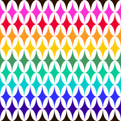 Poster - Abstract vector seamless pattern with sparkles on white background. Flat illustration of rainbow flashes. Color image with geometric figures. Hipster filing. Beautiful composition. Cute print.