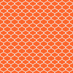 Poster - Abstract vector seamless pattern with elegant forms on orange background. Flat illustration of shapes. Color image with geometric figures. Hipster filing. Beautiful composition. Cute print.