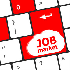 Poster - Job market key on the computer keyboard