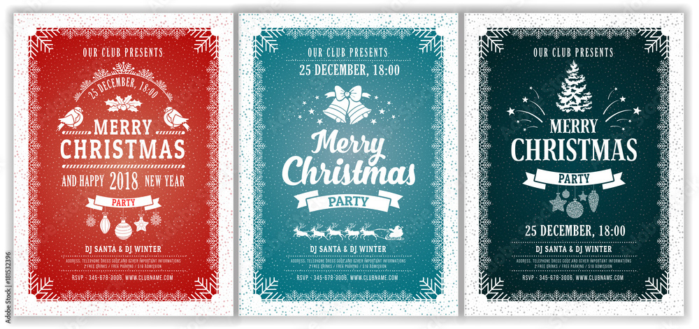 Christmas Party Layouts Set Stock Vector | Adobe Stock