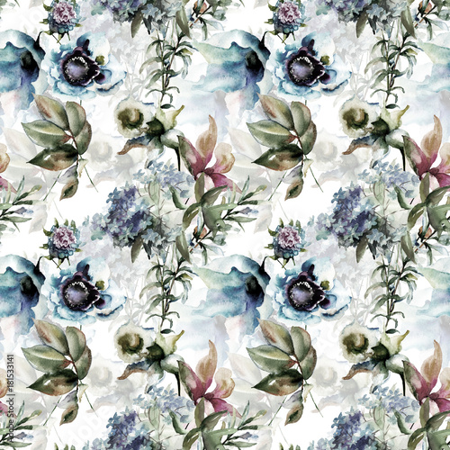 Seamless pattern with Beautiful wild flowers