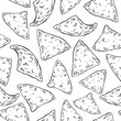 Nachos drawing. Seamless pattern. Traditional mexican food vector background.